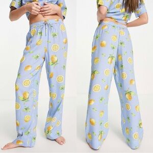 ASOS DESIGN mix & match modal fruit pajama pants in blue lemon print